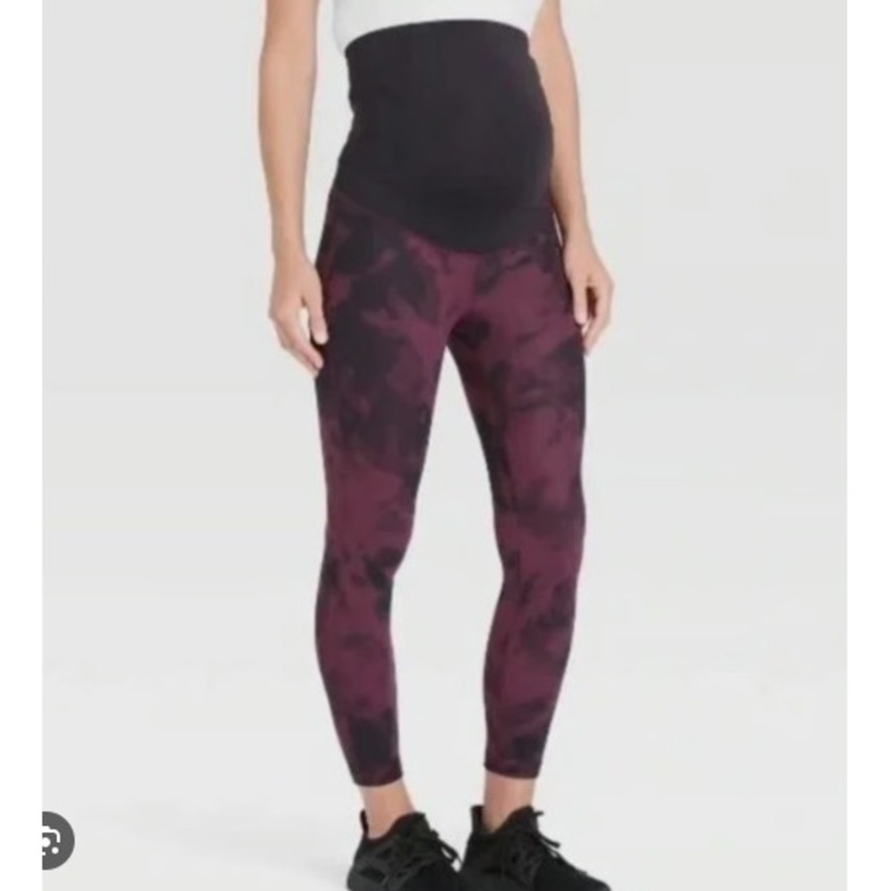 Isabel Maternity‎ Active Legging Crossover Panel Burgundy Tie Dye XL